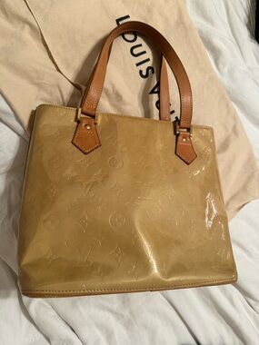 Louis Vuitton Tan Vernis Monogram Patent Leather Tote with Brown Handles